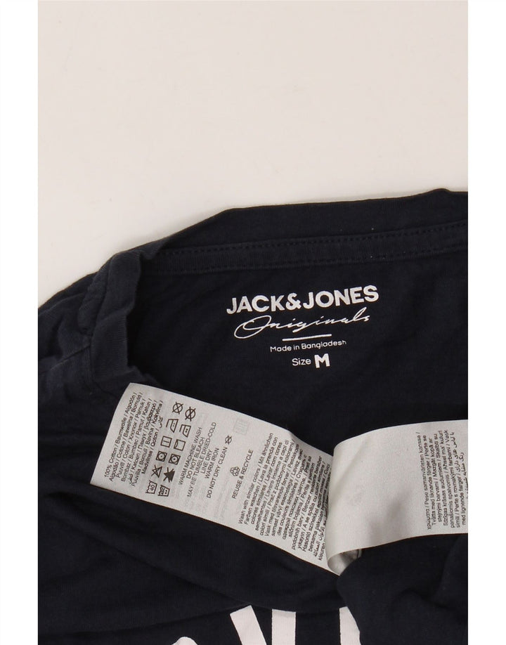 JACK & JONES Top grafic pentru bărbați cu mânecă lungă, mediu, bleumarin, bumbac