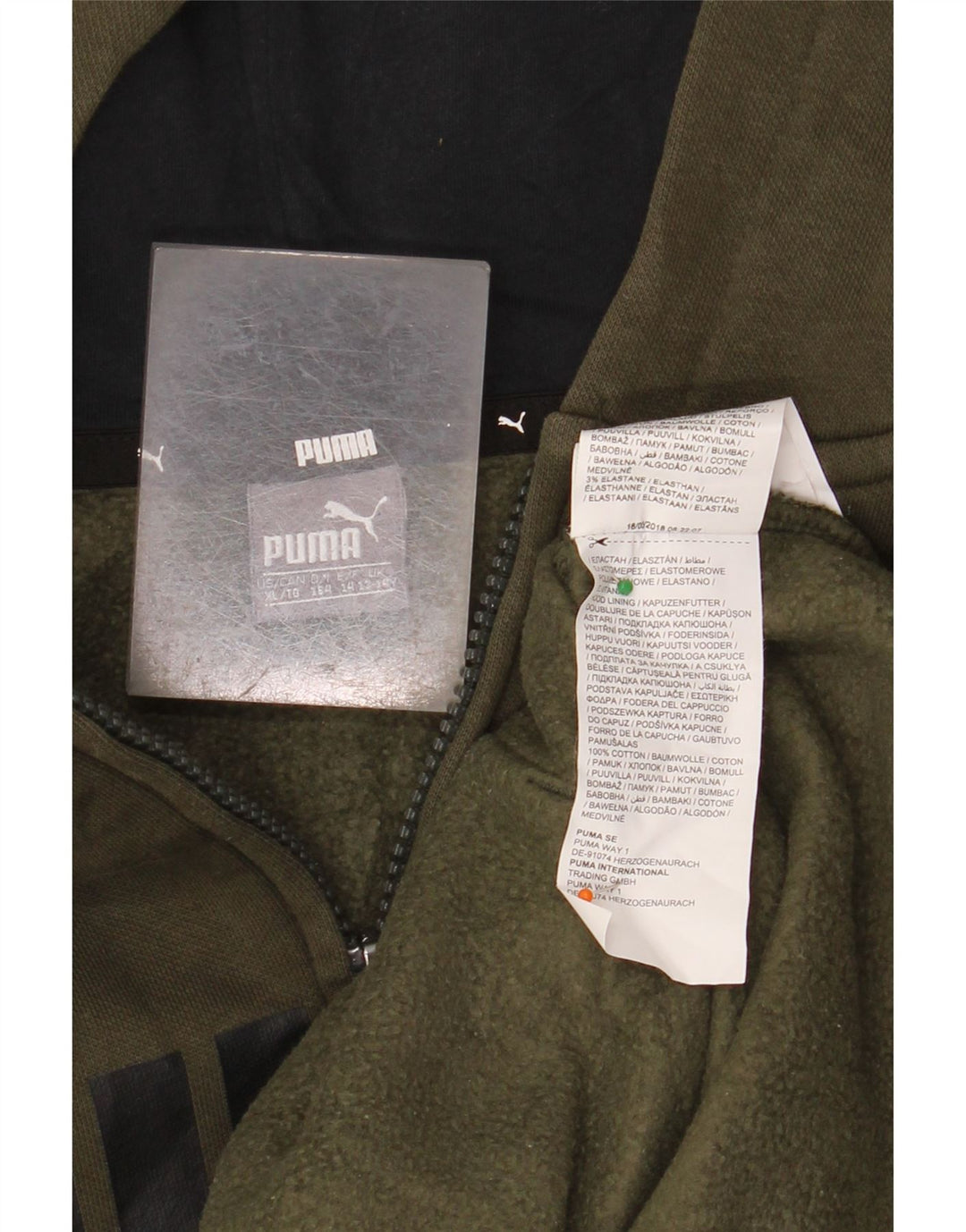Pulover PUMA Graphic Zip Hoodie pentru băieți 13-14 ani, bumbac verde