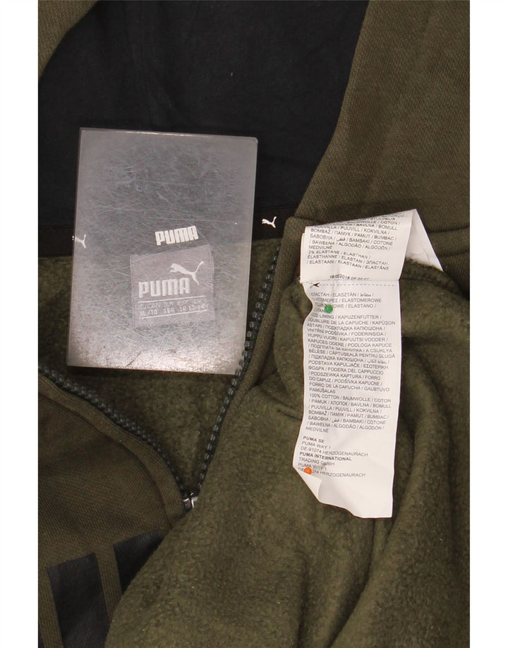 Pulover PUMA Graphic Zip Hoodie pentru băieți 13-14 ani, bumbac verde