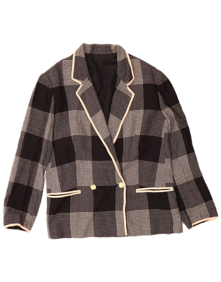 Jachetă vintage pentru femei cu piept dublu, UK 14, picior de găin mediu negru