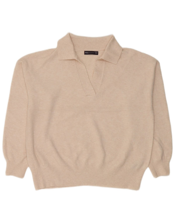 Marks & Spencer Pulover cu gât polo pentru femei UK 14 Medium Off White