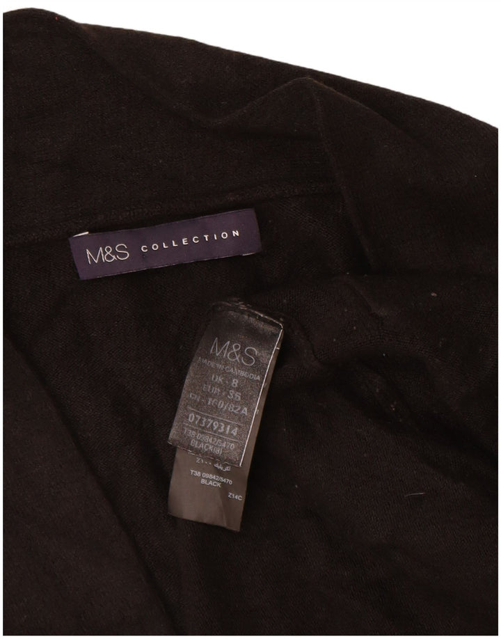 Marks & Spencer Womens Longline Open Cardigan Sweater UK 8 Small Black