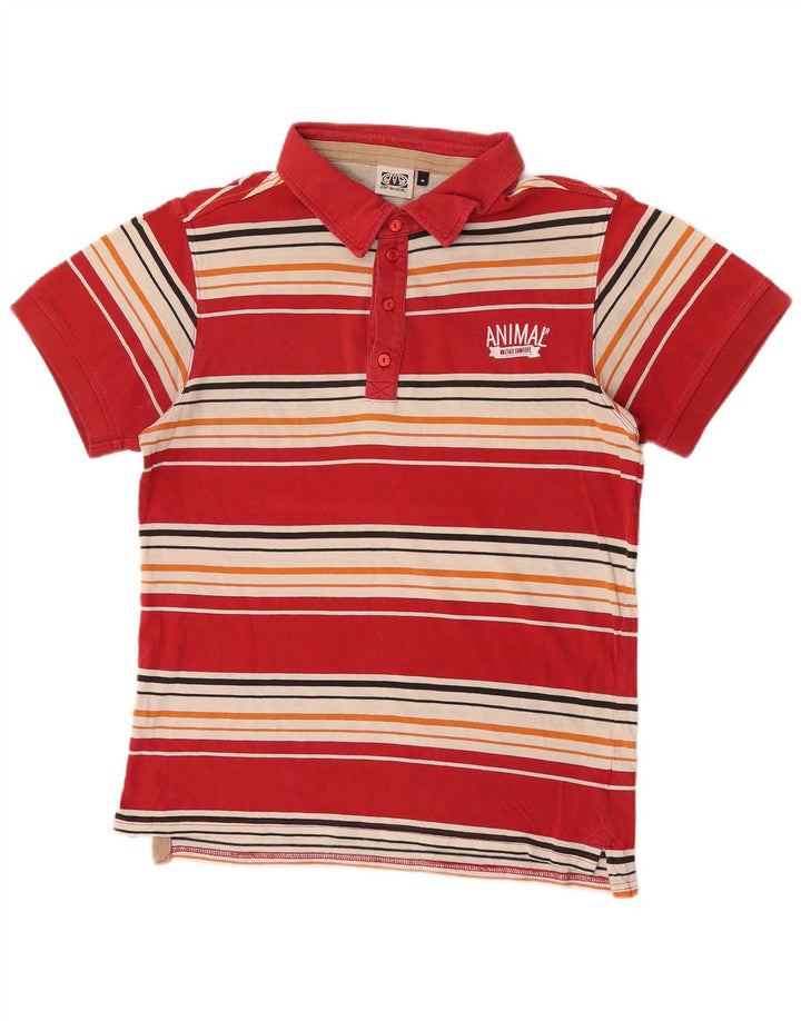Tricou polo Animal pentru bărbați, bumbac cu dungi roșii medii