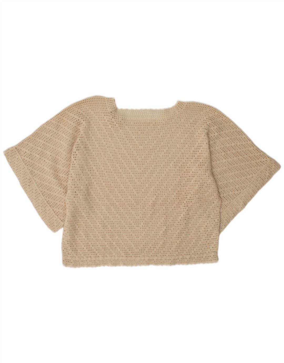Vintage Womens Batwing See Through Top UK 16 Large Beige