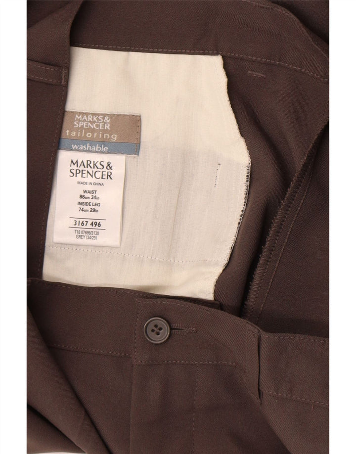 Pantaloni chino drepți pentru bărbați Marks & Spencer L34 L29 Poliester maro