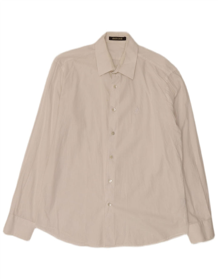 Roberto Cavalli Mens Shirt Size 41 16 Large White Cotton