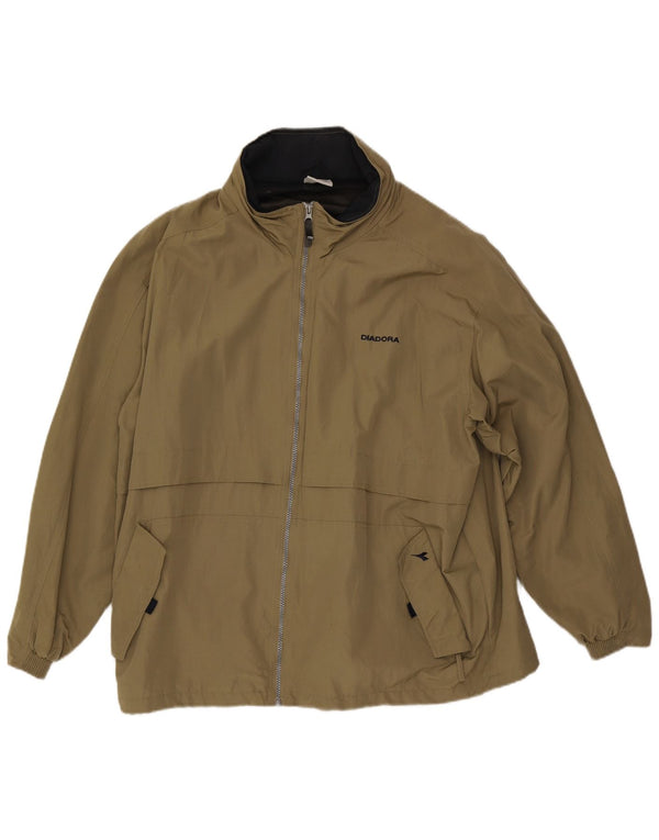 Jachetă de ploaie Diadora pentru bărbați cu glugă UK 42 XL Kaki Poliamidă