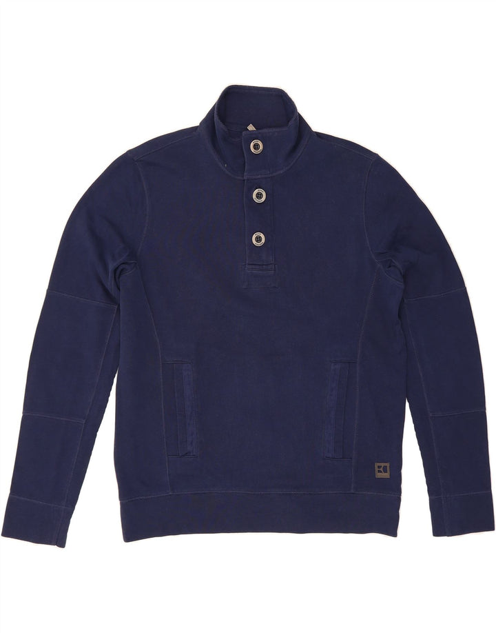 BOSS ORANGE Mens Button Neck Sweatshirt Jumper Small Navy Blue Cotton Vintage Boss Orange and Second-Hand Boss Orange from Messina Hembry 
