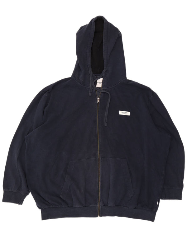 Jack & Jones Pulover cu capota cu fermoar cu grafic grafic pentru bărbați, bumbac bleumarin 3XL