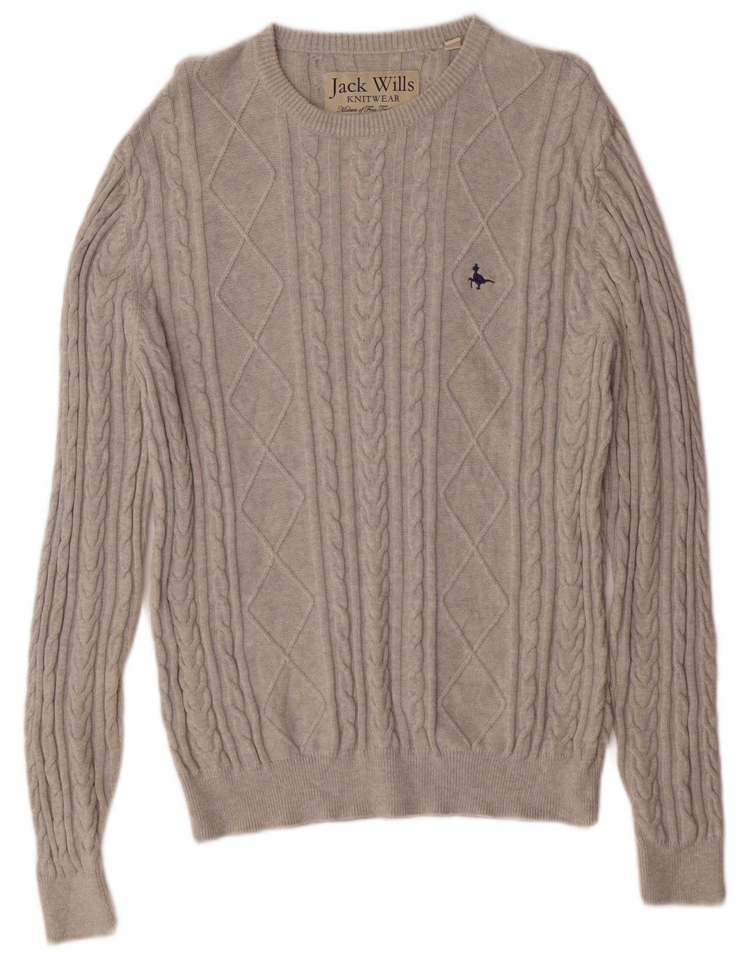 Pulover Jack Wills pentru bărbați cu gât roșu, bumbac, gri mediu, clasic