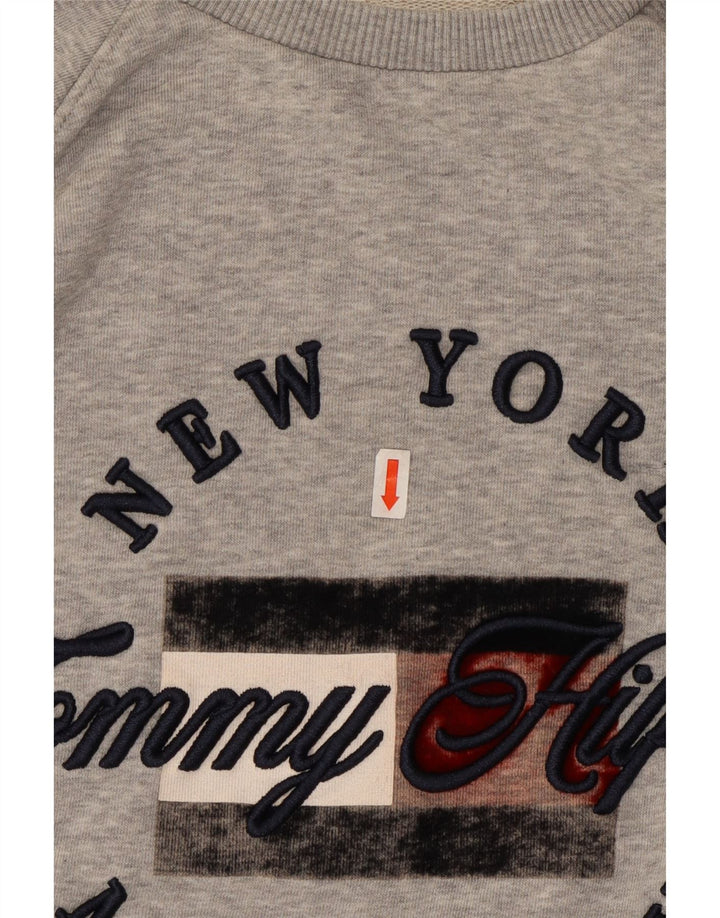 TOMMY HILFIGER Pulover cu grafic supradimensionat pentru femei UK 10 Mic Gri