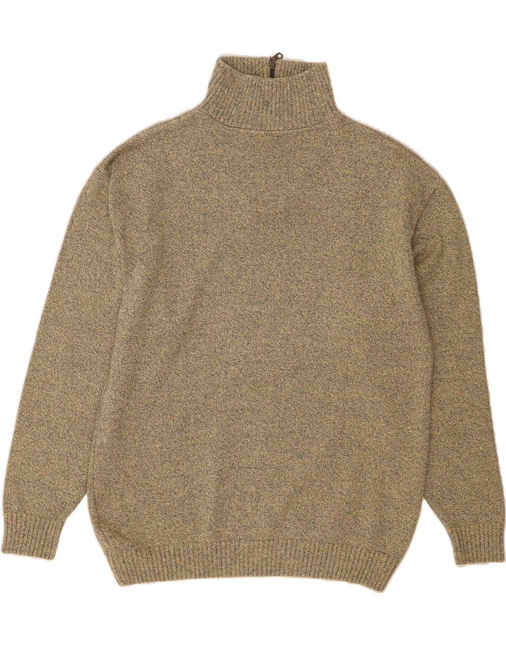VINTAGE Mens Graphic Zip Neck Jumper Sweater Large Grey Cotton Vintage Vintage and Second-Hand Vintage from Messina Hembry 
