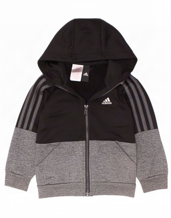 Pulover Adidas pentru băieți, cu fermoar, 2-3 ani, negru, color block
