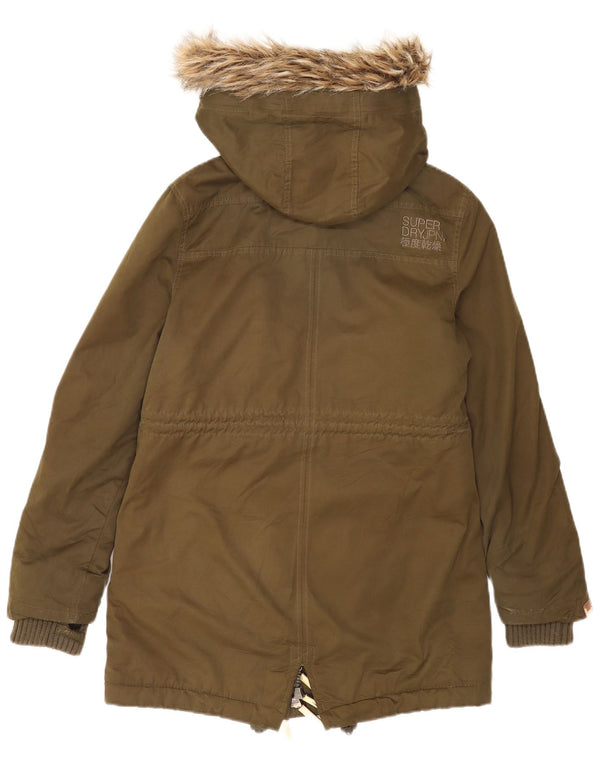 Jachetă parka cu glugă Sherpa pentru femei Superdry The windparka UK 14 Medium Khaki