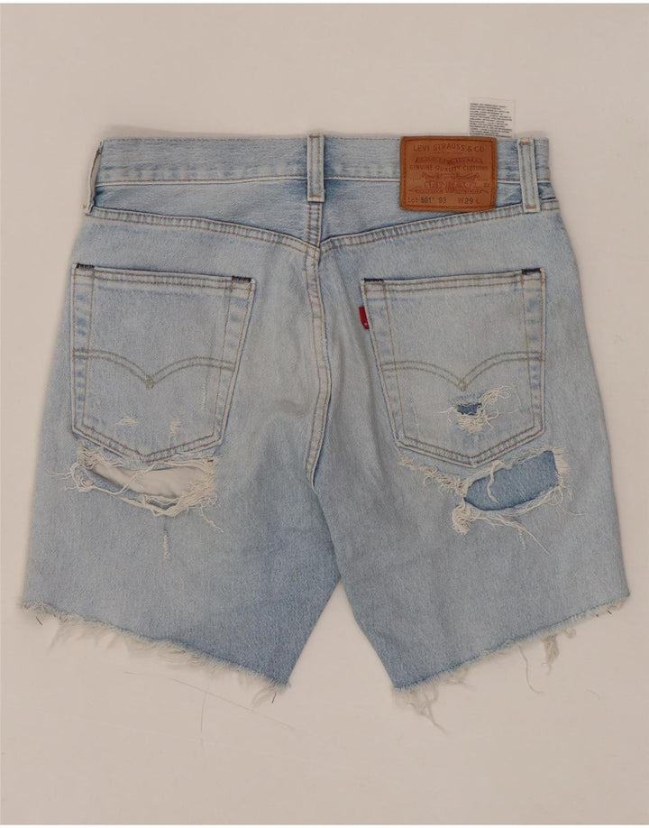 Pantaloni scurți din denim învechit cu talie înaltă 501 pentru femei LEVI'S W29 albastru mediu