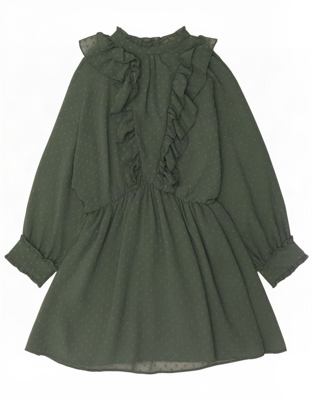 Rochie A-Line pentru femei Zara cu maneci lungi cu volane in fata UK 14 verde mediu