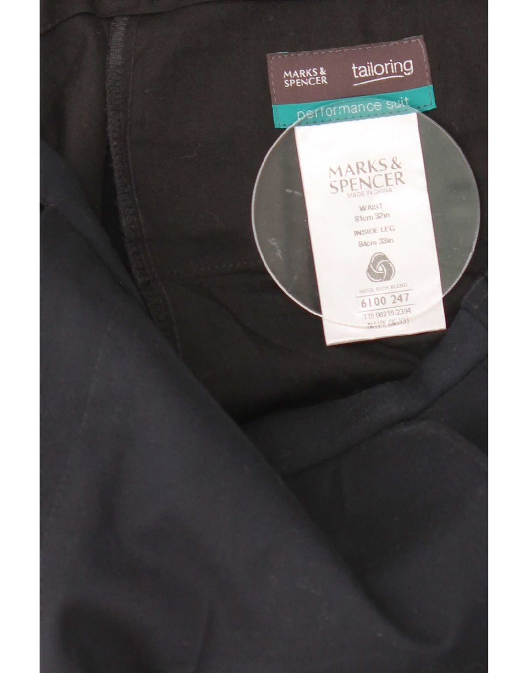 Marks & Spencer Pantaloni drepti pentru femei L32 L33 Lână bleumarin