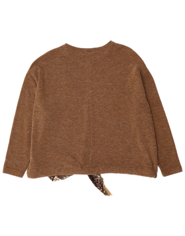 Pulover de damă Zara cu gât de barcă UK 14 Medium Brown Animal Print
