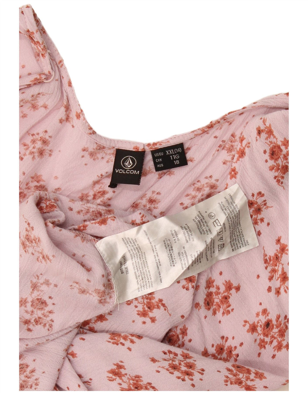 Top Halter pentru femei Volcom UK 20 2XL Pink Floral Viscose