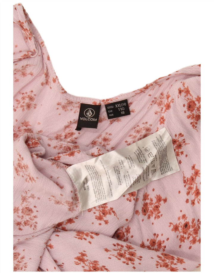 Top Halter pentru femei Volcom UK 20 2XL Pink Floral Viscose