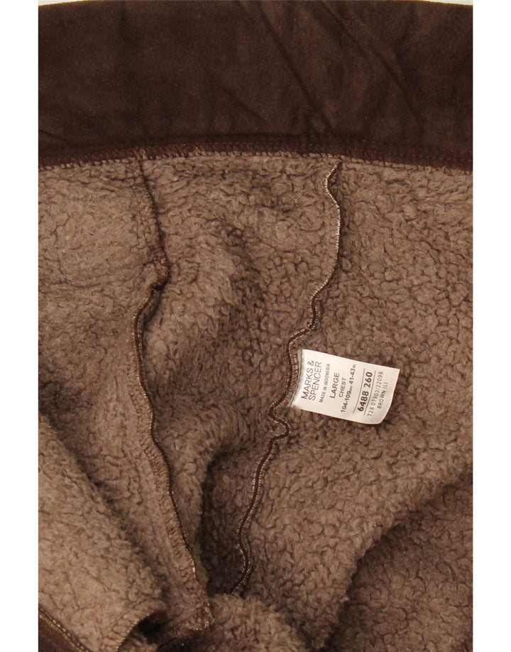 MARKS & SPENCER Jachetă Sherpa pentru bărbați Marea Britanie 41/43 Poliester maro mare