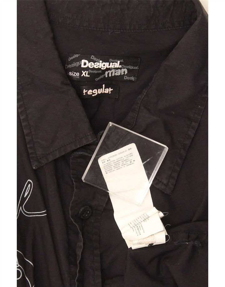 Cămașă Desigual Graphic Regular Fit XL, bumbac negru
