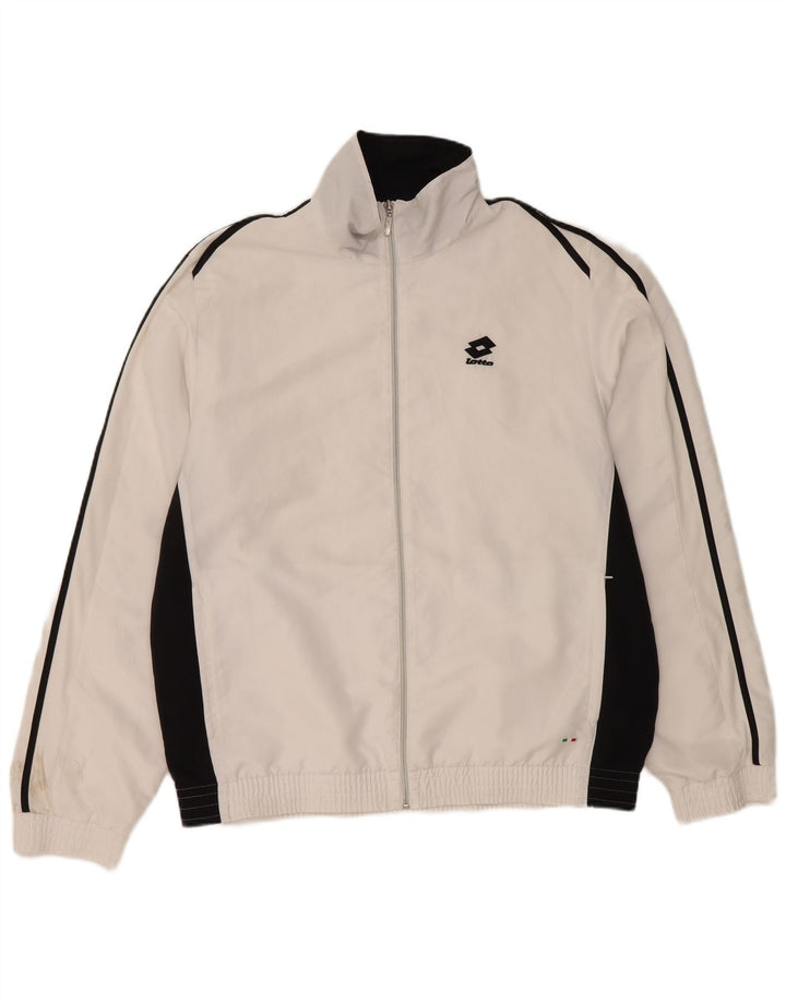 LOTTO Mens Tracksuit Top Jacket XL White Colourblock Polyester