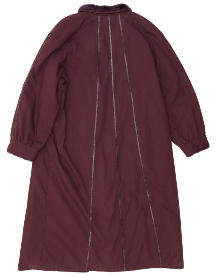 Pardesiu vintage pentru femei UK 16, mare, din poliester cu dungi bordeaux