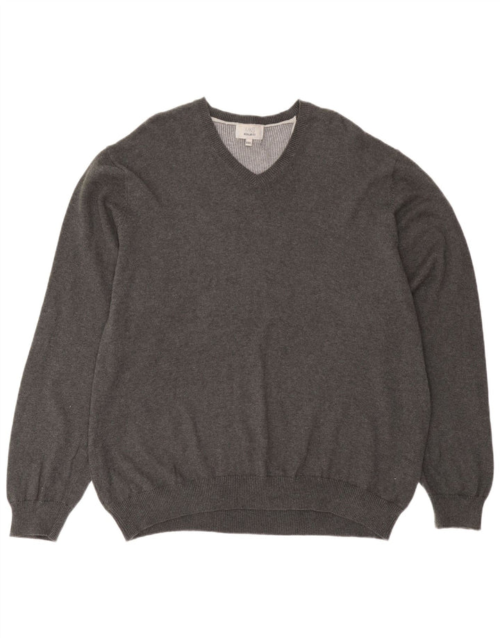 Pulover cu decolteu în V Marks & Spencer pentru bărbați, bumbac gri 3XL