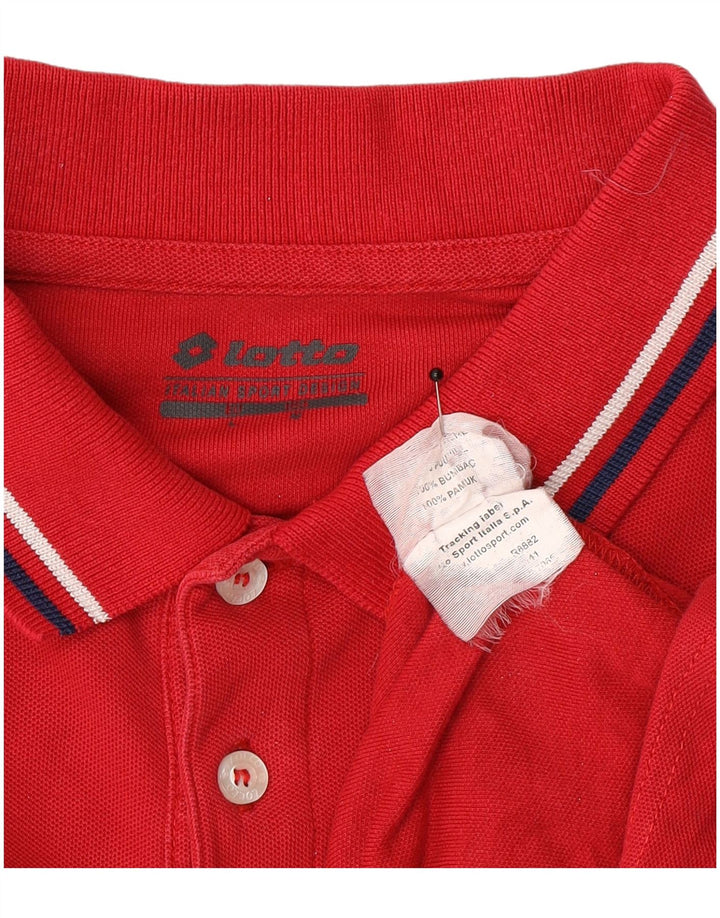 Tricou polo pentru bărbați Lotto cu mânecă lungă, bumbac roșu mediu