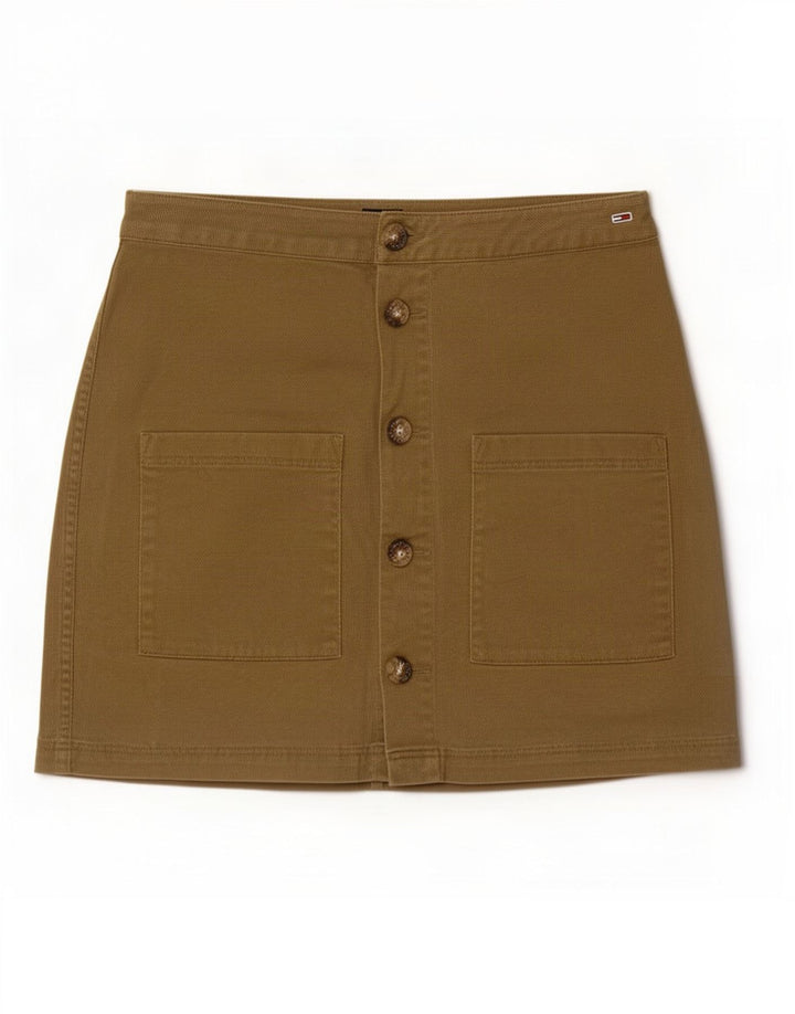 Fusta mini Tommy Hilfiger pentru femei W28 bumbac kaki mediu