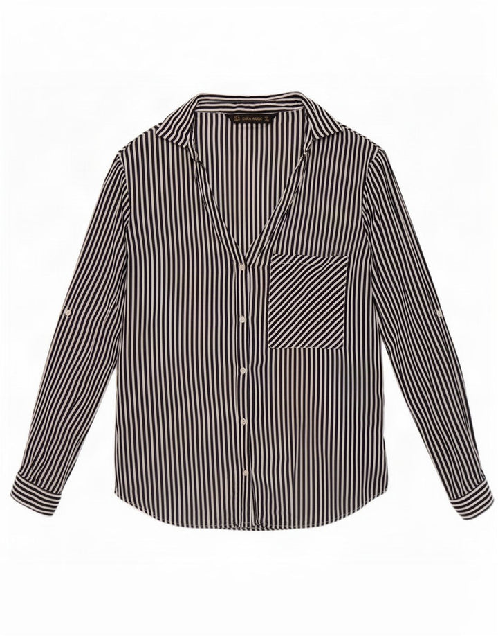 Cămașă pentru femei Zara UK 12 Medium Black Pinstripe