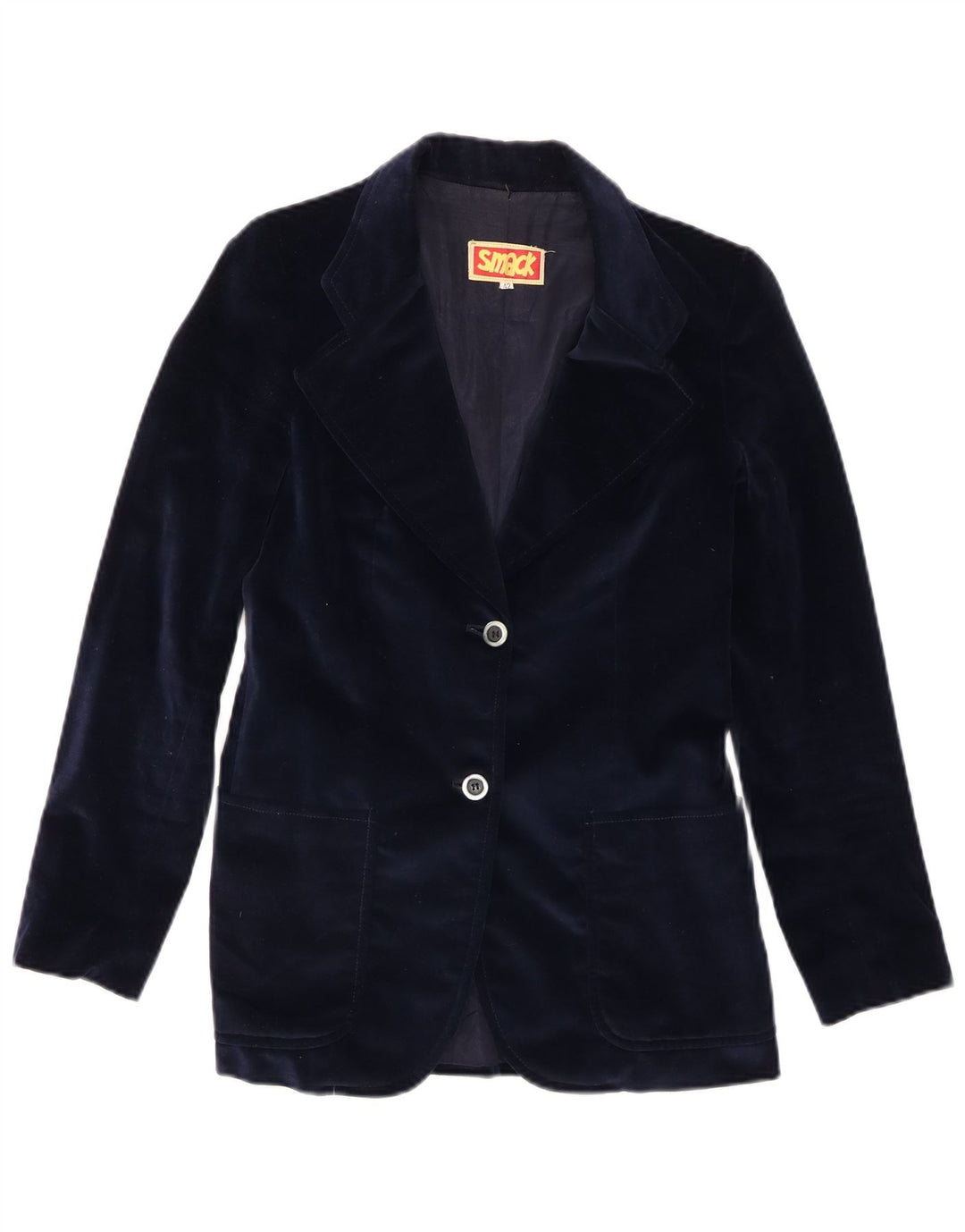 Blazer Vintage pentru femei din catifea cu 2 nasturi IT 42 Medium Bleumarin