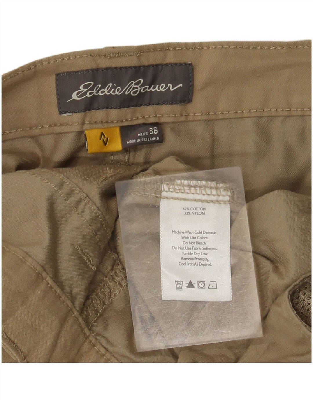 EDDIE BAUER Pantaloni scurți cargo pentru bărbați W36, mare, bej, bumbac