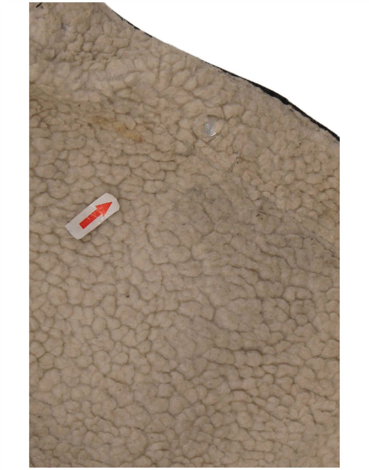 Topshop Jachetă de denim Sherpa supradimensionată pentru femei UK 8 Small Black Classic