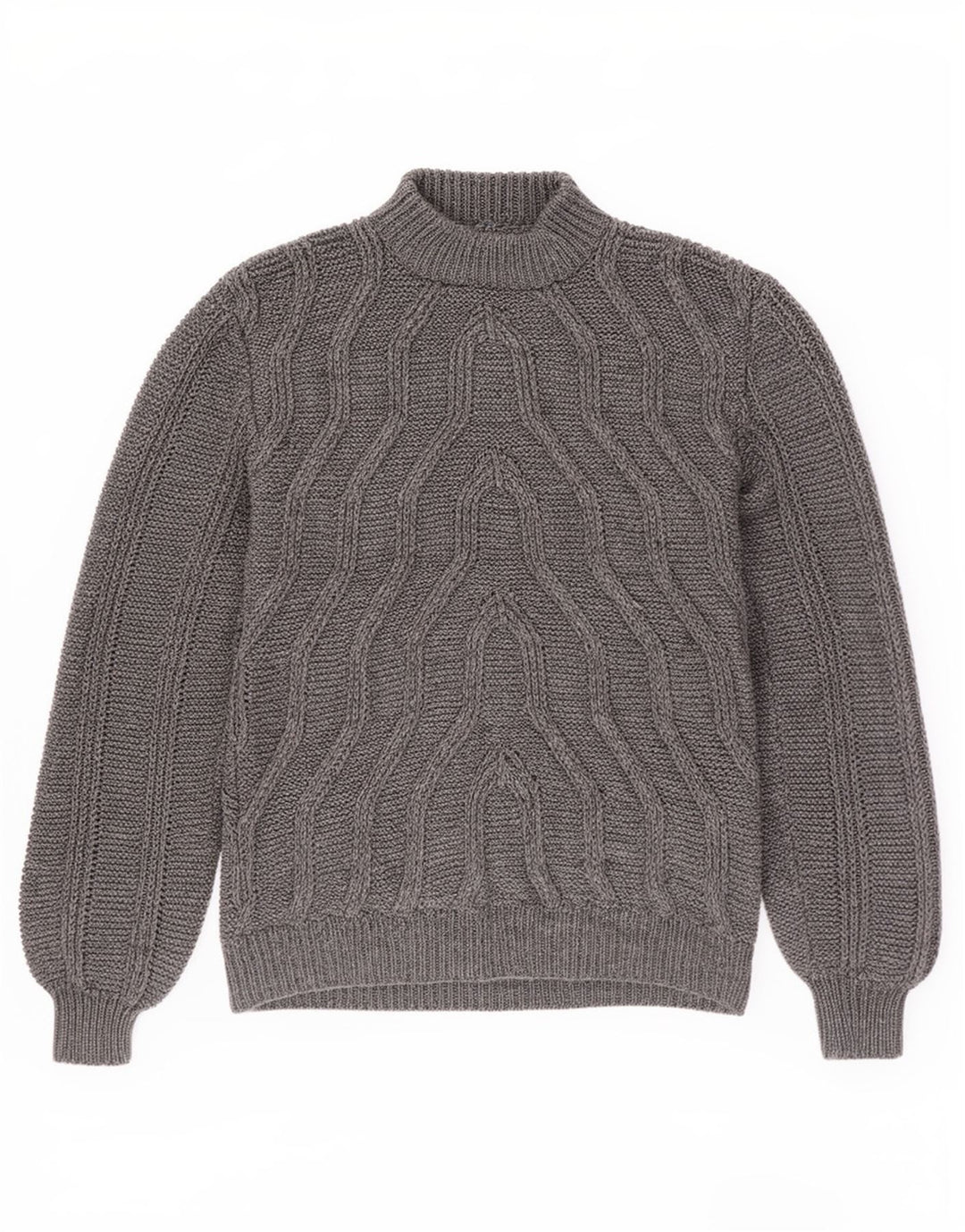 Pulover vintage pentru bărbați cu gât țestoasă, gri mediu geometric