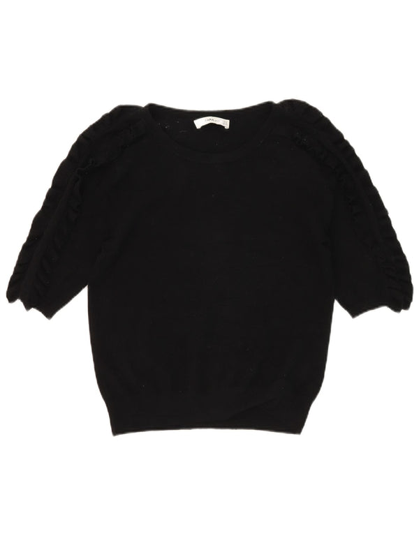 Pulover cu mânecă scurtă pentru femei Zara, cu gât turnu, UK 12 Medium Negru