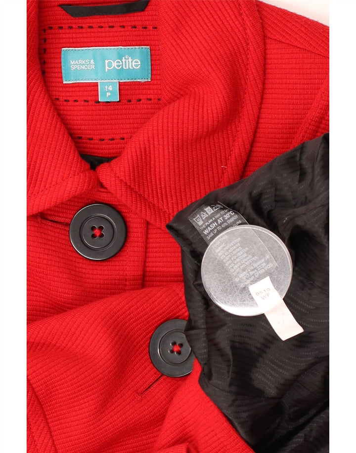 Jachetă pentru femei Marks & Spencer Petite Crop cu 3 nasturi, roșu mare, UK 14