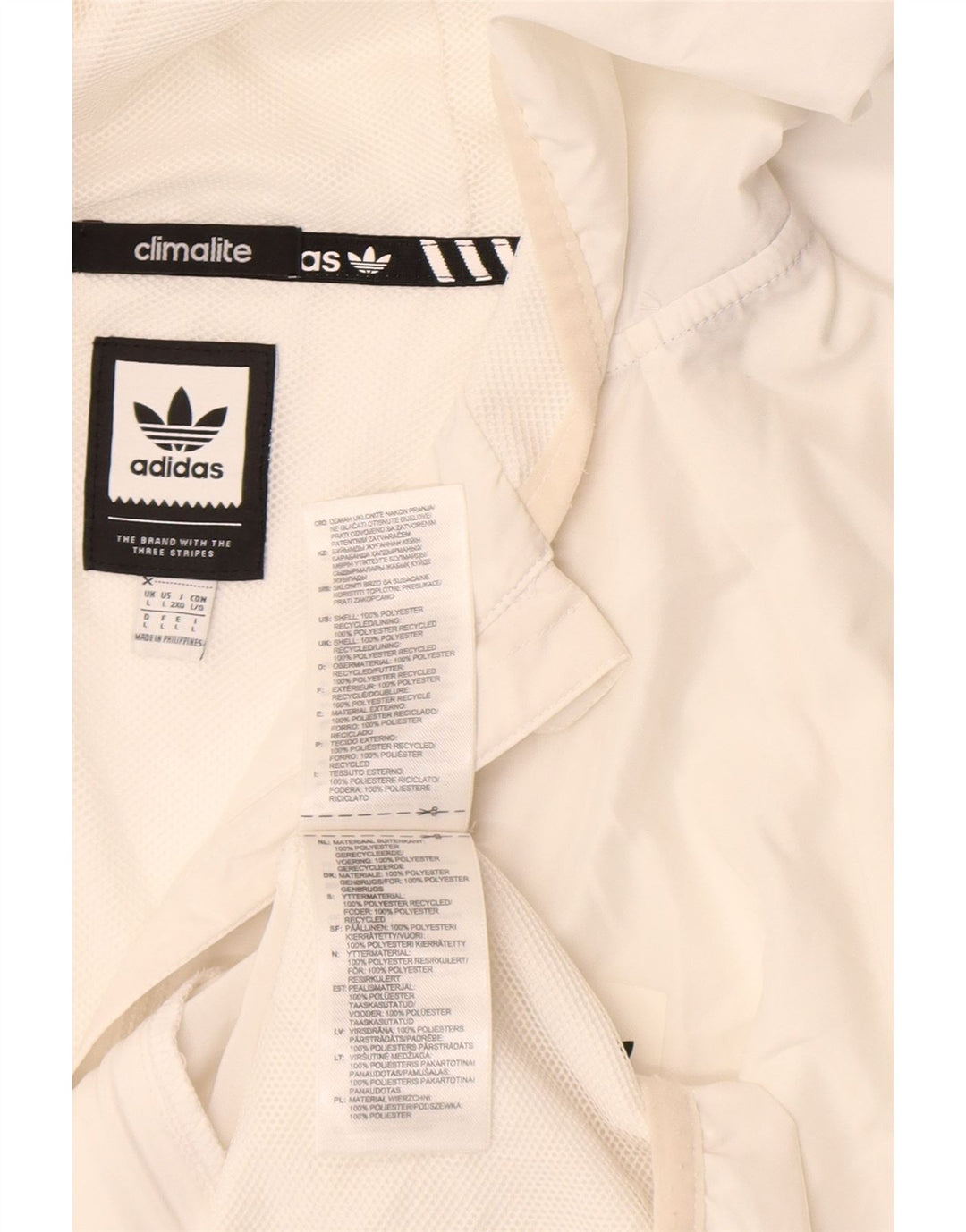 Jachetă Windbreaker cu glugă pentru bărbați Adidas Climalite UK 40 Poliester alb mare
