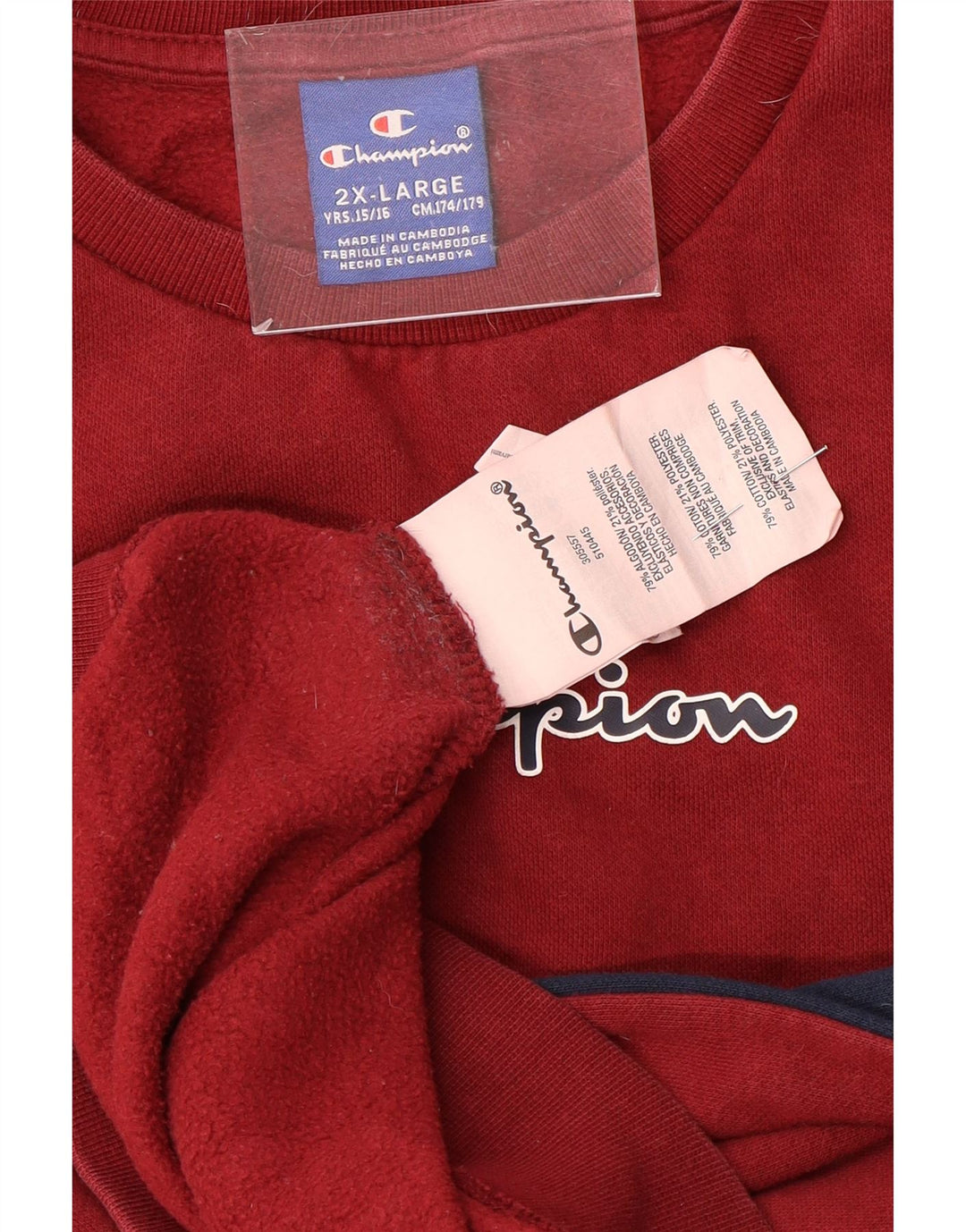CHAMPION Băieți Pulover Pulover 15-16 Ani 2XL Roșu Colorblock Bumbac