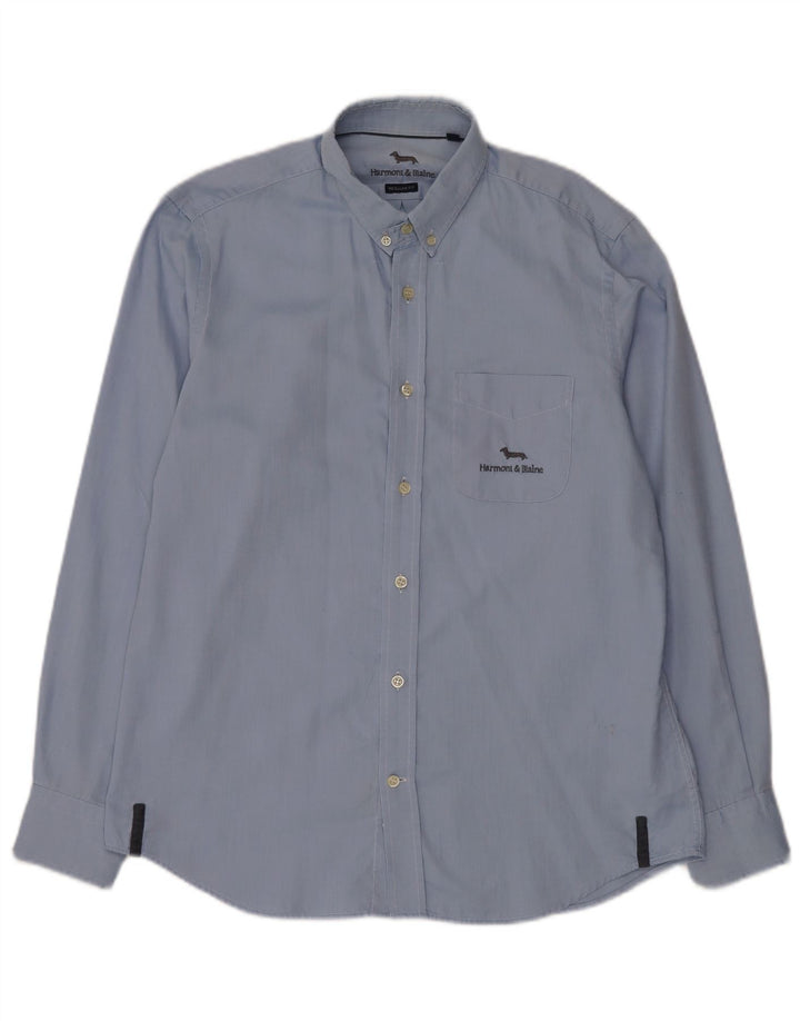 Cămașă Harmont & Blaine pentru bărbați, cu tăiere obișnuită, mare, albastră, bumbac