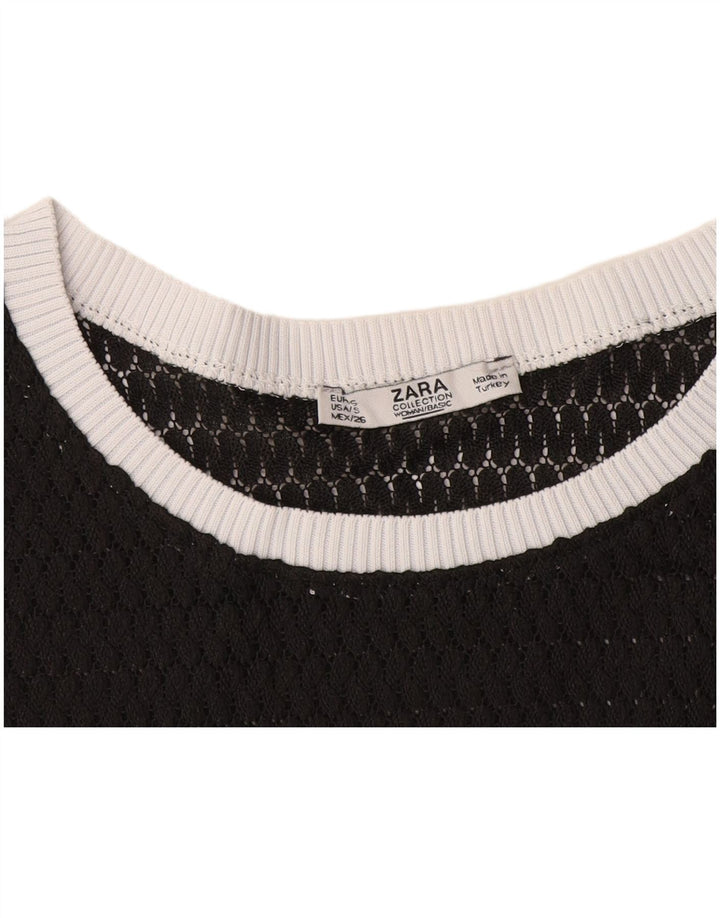 Tricou Zara Womens See Through Top UK 10 Small Black
