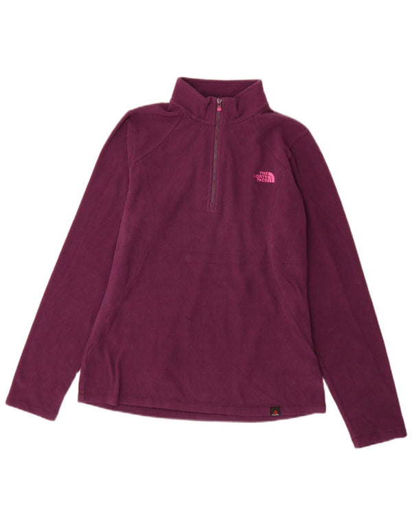 Pulover din lână The North Face pentru femei, cu fermoar și gât, UK 14 Poliester violet mediu