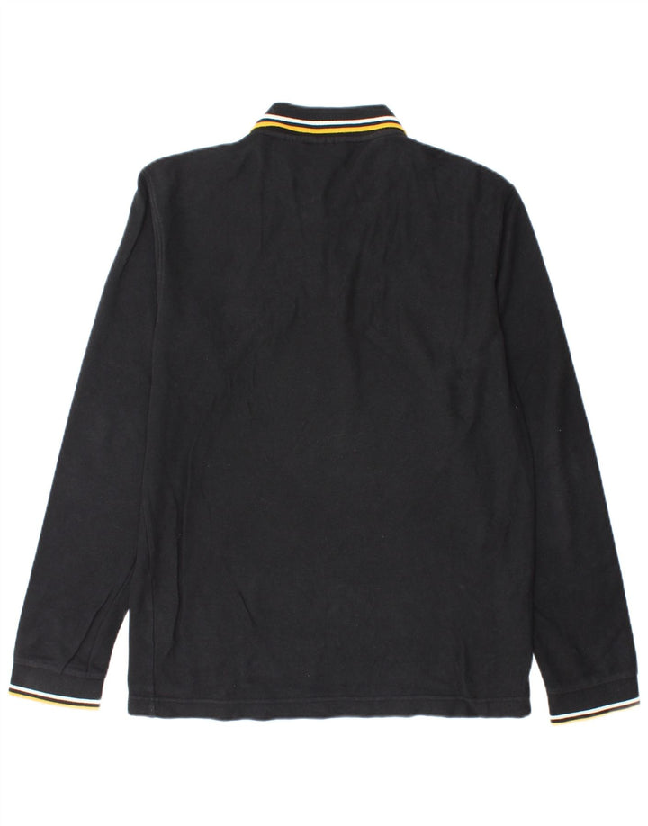 Tricou polo Fila cu mânecă lungă pentru bărbați, bumbac mediu negru