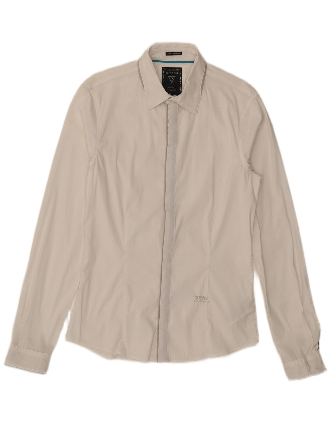 Cămașă Slim Fit GUESS pentru bărbați, bumbac alb mic