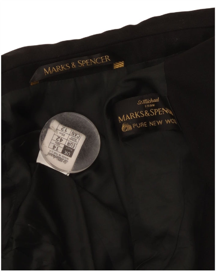 Marks & Spencer jachetă pentru femei la dublu piept UK 14 mare lână neagră