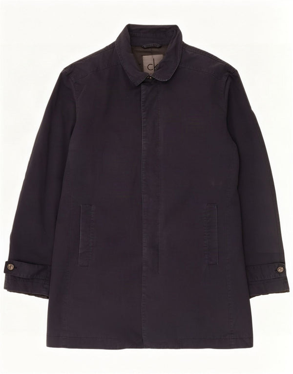 Calvin Klein Mens Overcoat UK 44 2XL Bleumarin Poliester