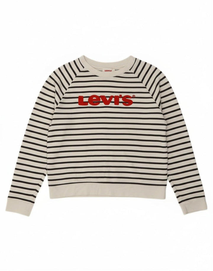 Pulover Levi's cu grafic pentru femei UK 14 Medium White Striped Nautical