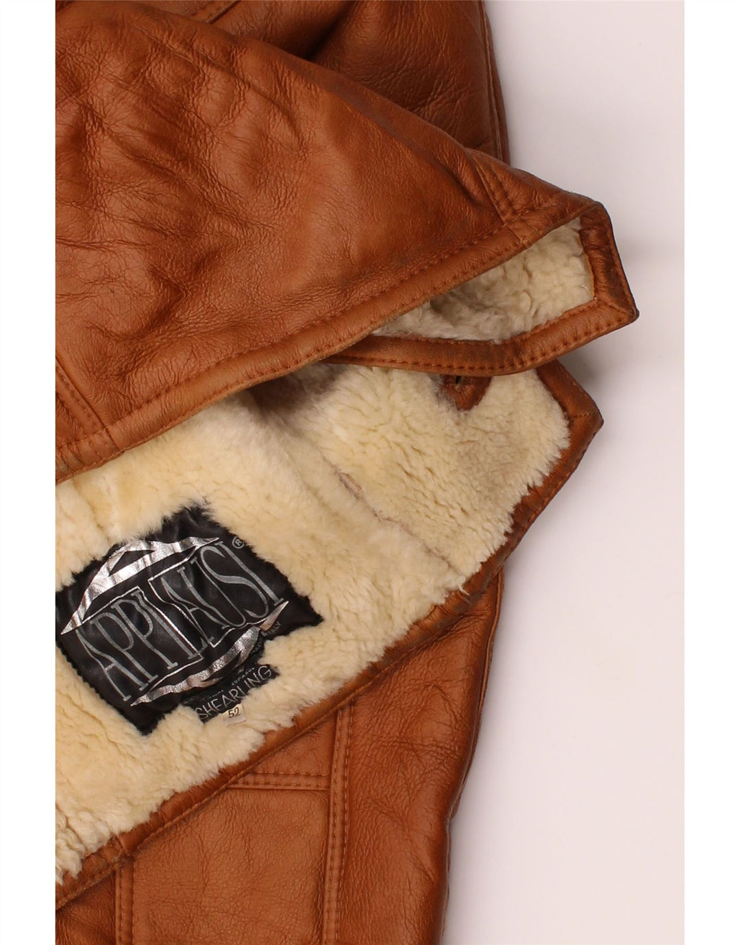 Jachetă din shearling pentru bărbați VINTAGE IT 52 XL maro