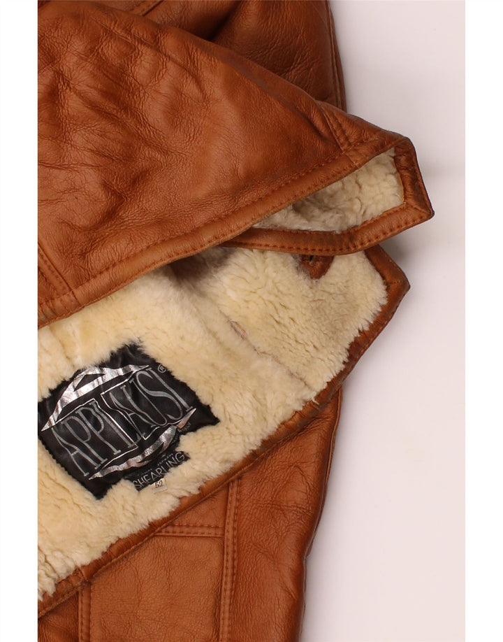 Jachetă din shearling pentru bărbați VINTAGE IT 52 XL maro